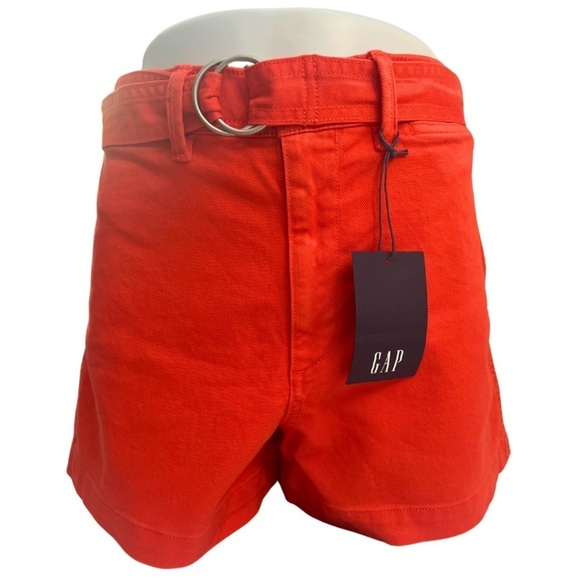 Gap [Size 8 NWT] Coral Red Belted High Rise 4" Seafarer Shorts - Size 8 - Picture 12 of 13